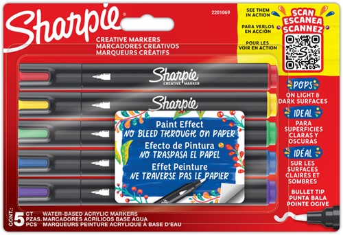 Viltstift Sharpie Creatieve marker assorti blister à 5 stuks