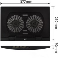 Laptopstandaard ACT 2 standen met ventilator 4-p hub-6