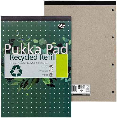 Schrijfblok Pukka Pad Recycled A4 lijn 4-gaats 100 vel 80gr-2