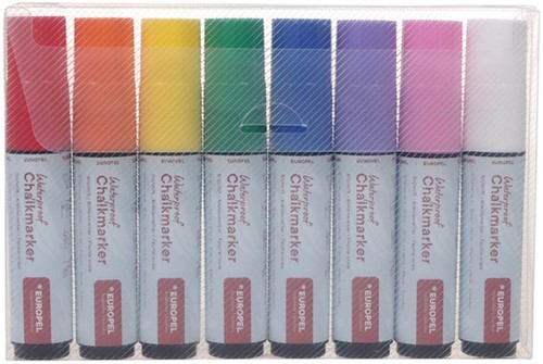 Krijtstift Europel watervast 15mm assorti etui 8 stuks