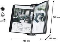 Zichtpanelensysteem wand Tarifold VEO PP A4 met 10-tassen zwart-2