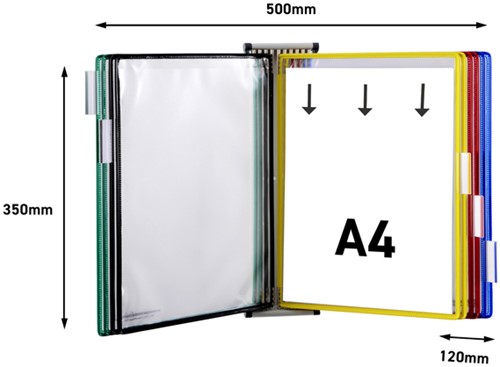 Zichtpanelensysteem wand Tarifold metaal A4 met 10-tassen assorti-2