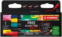 Acrylmarker STABILO  Free Acrylic T100 Royal assorti 5 stuks