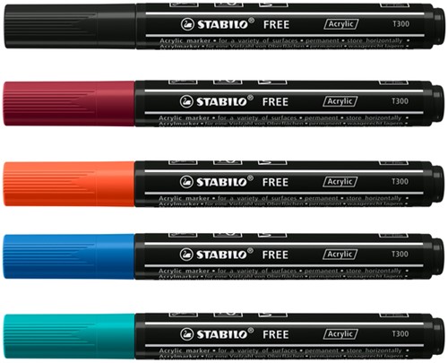 Acrylmarker STABILO  Free Acrylic T300 Urban assorti 5 stuks-3