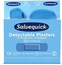 Pleisters Salvequick blauw detectabel mix 6x 30 stuks