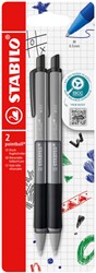 Balpen STABILO pointball colorful medium zwart blister à 2 stuks