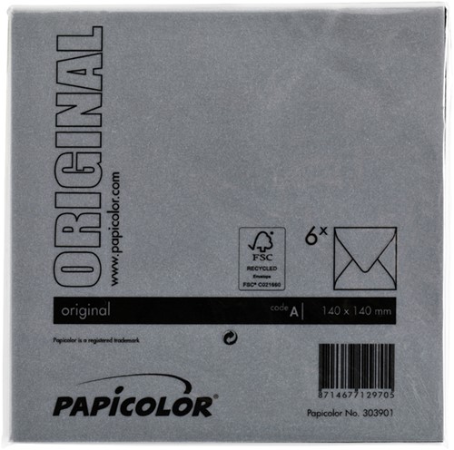 Envelop Papicolor 140x140mm ravenzwart pak à 6 stuks-2