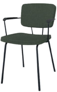 Forza bezoekersstoel met armleggers, hoogte 46cm, met 4-poots metalen frame, zitting en rug in gestoffeerd 3cm dik, incl. viltdoppen