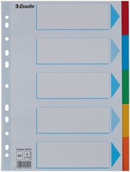 Tabbladen Esselte Standaard A4 5-delig karton 11-rings met voorblad assorti