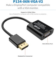 Tripp Lite P134-06N-VGA-V2 video kabel adapter 0,15 m DisplayPort VGA (HD15) Zwart-3