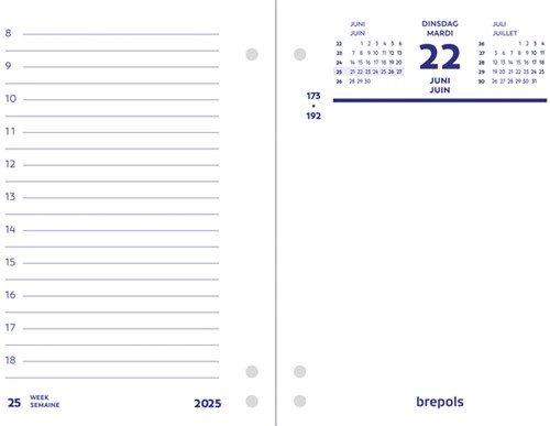 Omlegblok 2025 Brepols 1dag/2pagina's universele ponsing