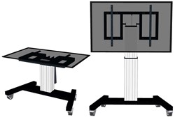 electrical height adjustable column 500mm height adjustment- mobile base with four heavy duty casters two with brakes mount for use with 42i . 100i VESA 200 x