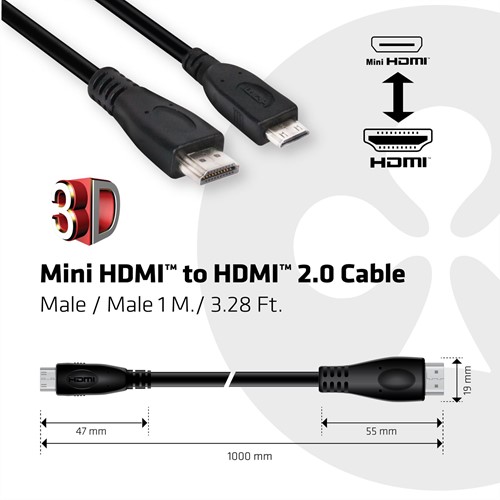 CLUB3D Mini HDMI™ to HDMI™ 2.0 4K60Hz Kabel 1Meter-2