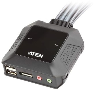 Aten 2-poorts USB DisplayPort-kabel KVM-switch met externe poortselectieschakelaar-2