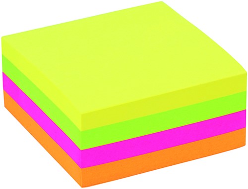 Memoblok Quantore 76x76mm neon kleuren assorti 4 kleuren-5