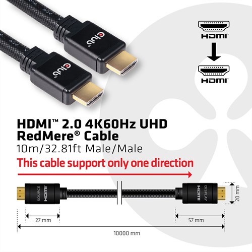 CLUB3D HDMI 2.0 4K60Hz RedMere Kabel 10 meter-2