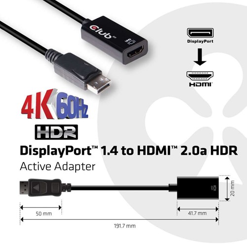 CLUB3D DisplayPort 1.4 to HDMI 2.0b HDR Active Adapter-2