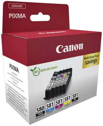 Inktcartridge Canon PGI-580 + CLI-581 2x zwart + 3 kleuren-2