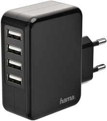 Oplader Hama USB-A 4X 4.8A zwart