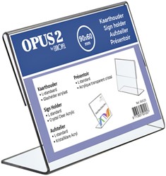 Kaarthouder OPUS 2 L-standaard 90x60mm liggend acryl