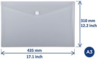 Enveloptas Europel A3 435x310mm dwars PP transparant wit-2