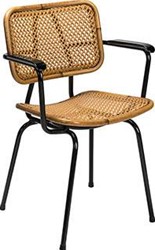550 AC rotan optiek stoel incl. armleggers zwart, onderstel 4-poots staal mat zwart, rug en zitting kunststof vlechtwerk
