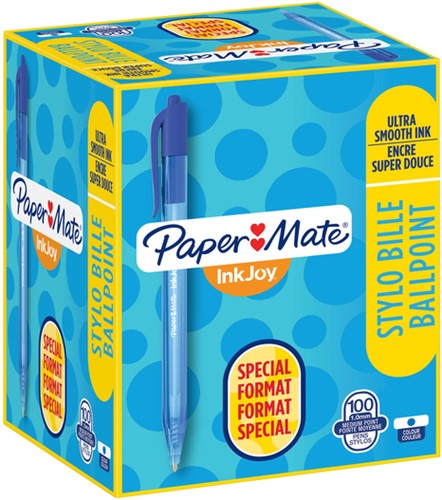 Balpen Paper Mate Inkjoy 100RT medium blauw valuepack 80+20 gratis-2