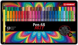 Viltstift STABILO Pen 68/50 Arty medium assorti blik à 50 stuks