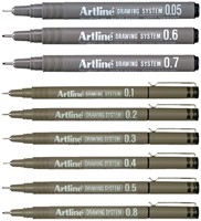 Fineliner Artline technisch etui met 0.2-0.4-0.6-0.8mm zwart-2