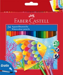 Kleurpotloden Faber-Castell aquarel incl penseel assorti set à 24 stuks