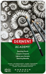 Potlood Derwent Academy 6B5H assorti hardheden blik à 12 stuks