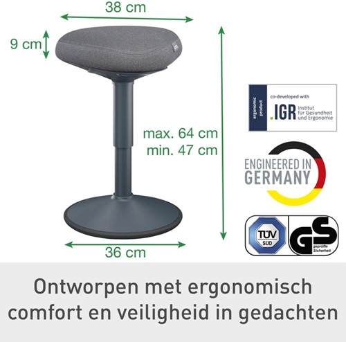 Actieve zitkruk Leitz Ergo met gasveer 47-64cm-9