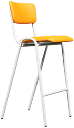 Barkruk Basics 6604, zitting en rug gestoffeerd. Frame van ronde buis 22 mm. Zithoogte 76 cm. Standaardafmontage met zwarte dop in.
