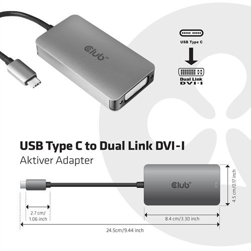 CLUB3D cac-1510 USB C DVI-D Dual link Grijs-2