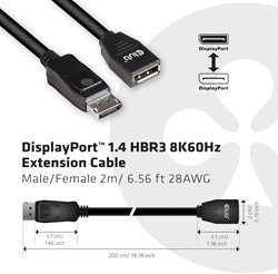 CLUB3D CAC-1022 tussenstuk voor kabels Displayport 1.4 Zwart