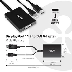CLUB3D cac-1010 Displayport/usb DVI-I Daul link Zwart, Wit