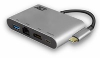 ACT AC7040 USB-C naar HDMI multiport adapter met ethernet, USB hub en cardreader