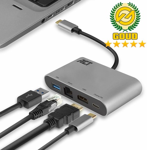 ACT AC7040 USB-C naar HDMI multiport adapter met ethernet, USB hub en cardreader-2