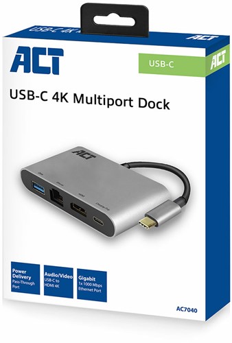 ACT AC7040 USB-C naar HDMI multiport adapter met ethernet, USB hub en cardreader-3