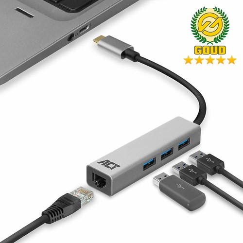 ACT AC7055 3-Poorts USB-C 3.2 (USB 3.0) Hub met Gigabit ethernet poort-2