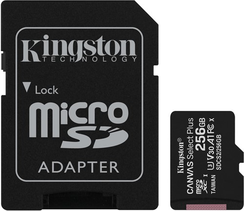 256GB micSDXC Canvas Select Plus 100R A1 C10 Card + ADP-3