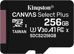 256GB micSDXC Canvas Select Plus 100R A1 C10 Card + ADP