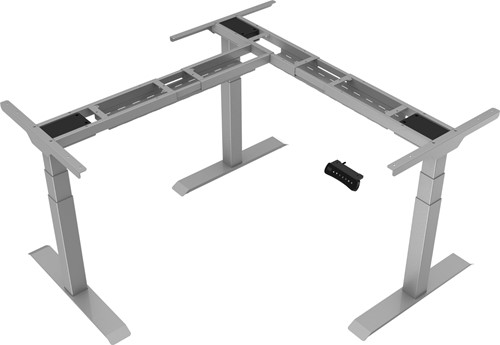 Budget Office zit/sta Deluxe elektrisch verstelbaar 65-128cm hoekframe - Grijs