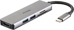 D-Link DUB-M530 notebook dock & poortreplicator Bedraad USB 3.2 Gen 1 (3.1 Gen 1) Type-C Aluminium, Zwart