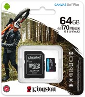 64GB microSDXC Canvas Go Plus 170R A2 U3 V30 Card + ADP-3