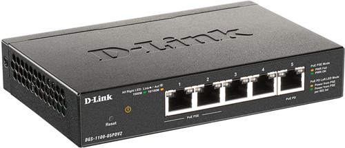 D-Link DGS-1100-05PDV2 netwerk-switch Managed Gigabit Ethernet (10/100/1000) Power over Ethernet (PoE) Zwart-3