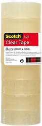 Plakband Scotch 508 19mmx33m transparant 8 rollen