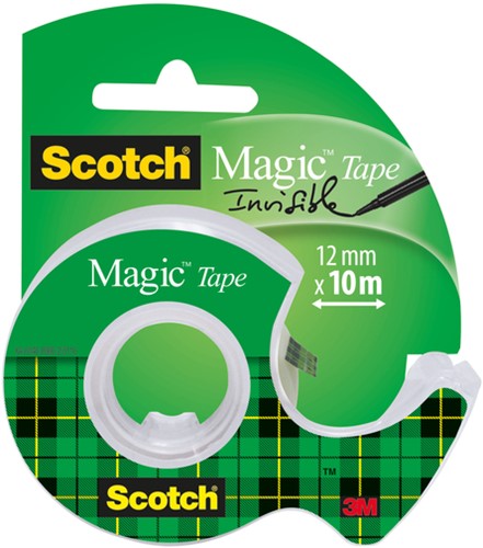 Plakband Scotch Magic 810 12mmx10m onzichtbaar  + afroller