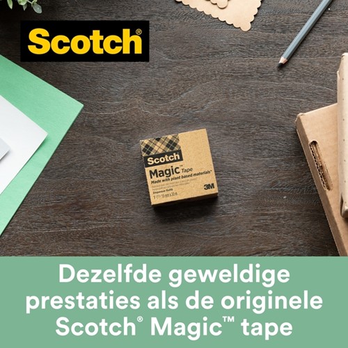 Plakbandhouder Scotch C38 recycled zwart + 3rol magic tape 900 19mmx33m-1