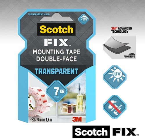 Dubbelzijdig plakband Scotch Transparant 19mmX1.5m-2